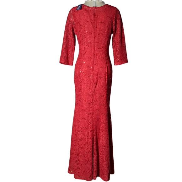 *New* EUREKA USA Luxury Red Lace Sparkling Maxi Dress Size XL - Picture 13 of 16